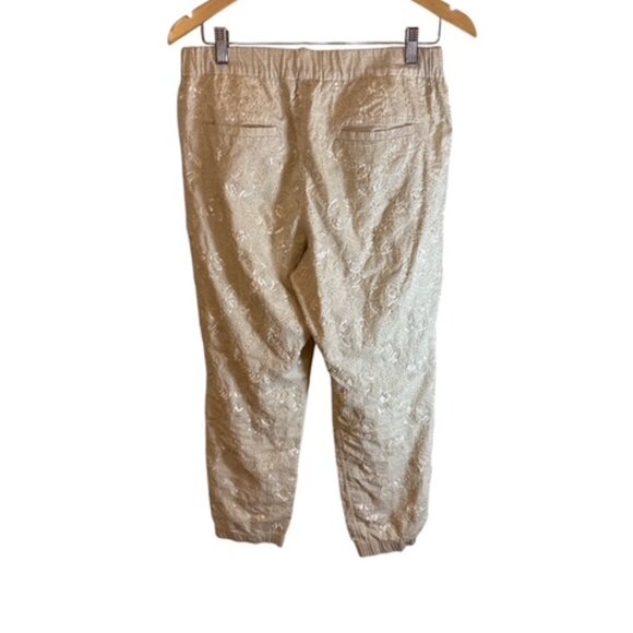 J. Crew Black Label Cream Sequels Elastic Waist Pants Women Size 6 Pockets - Picture 1 of 14
